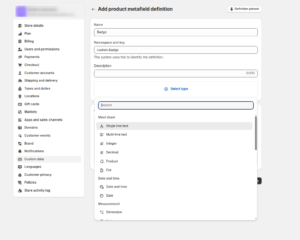 Product metafields