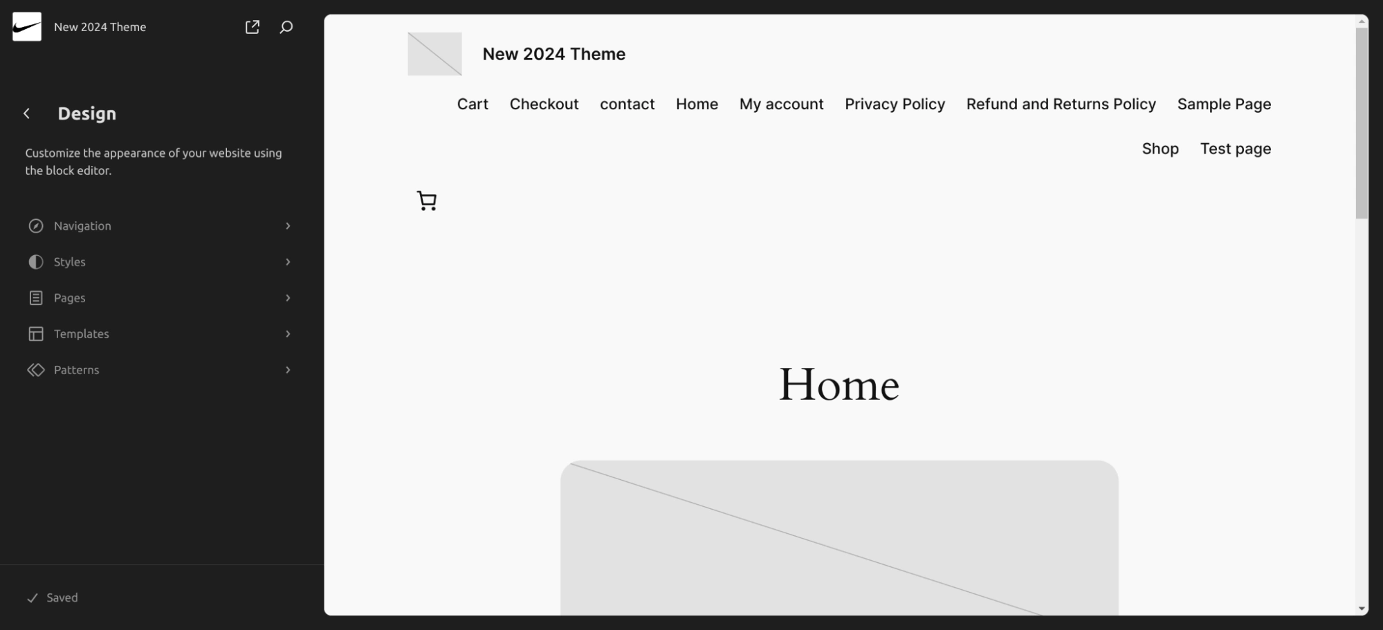 New Activated WordPress theme interface